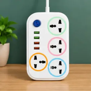 6 Socket Power Strip Extension Board with 4 USB Ports, 2 Meter Cord ( default, OS )