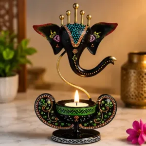 Kraphy Iron Ganesha T-Light Candle Holder – Spiritual Home Decor ( default, OS )
