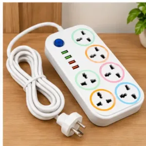 6 Socket Power Strip Extension Board with 4 USB Ports, 2 Meter Cord ( default, OS )