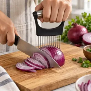 Tomato Slicer Holder with Stainless Steel Prongs and Finger Guard – 1 Piece ( default, OS )