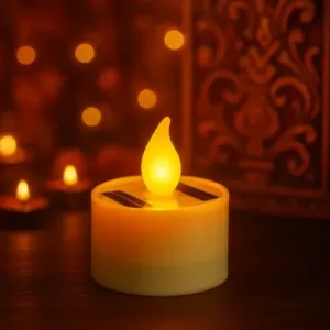 Solar Powered LED Flameless Candle Light Eco-Friendly Flickering Candle Lamp for Home Temple Outdoor Decor and Festive Decoration (1 Pc) ( default, Standard )