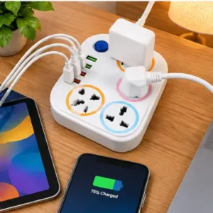 6 Socket Power Strip Extension Board with 4 USB Ports, 2 Meter Cord ( default, OS )