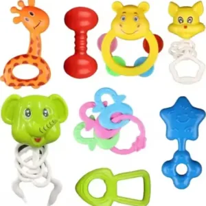 8 Piece Colorful Baby Rattle & Teether Toy Set | BPA-Free Musical Sensory Toys for Newborns, Infants & Toddlers ( default, OS )