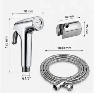 Conty Health Faucet Set – Chrome Finish ABS Hand Shower with 1 Meter Stainless Steel Flexible Hose & Hook ( default, OS )