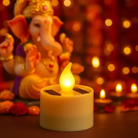 K75W1zsoOB3HtiBUXapT9j313ADA0n6RcmDvst9y.webp Solar Powered LED Flameless Candle Light Eco-Friendly Flickering Candle Lamp for Home Temple Outdoor Decor and Festive Decoration (1 Pc) ( default, Standard )