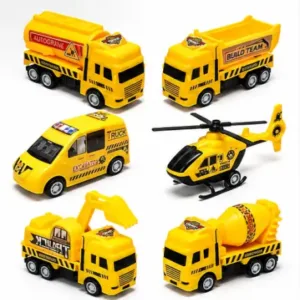 Aravish Pack of 6 Friction Power Wheels Construction Truck Toy Set ( yellow, OS )