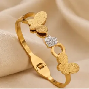 Bracelet for Women – Gold Plated Brass Cuff with CZ/AD Stones ( default, OS )