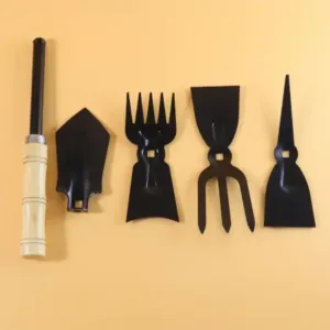 5 in 1 Gardening Hand Tool Set – Wooden Handle Garden Tools ( default, OS )