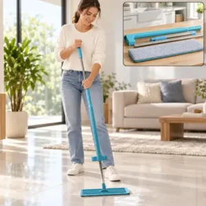 Flat Floor Mop with Long Handle and Reusable Microfiber Cleaning Pad ( default, OS )