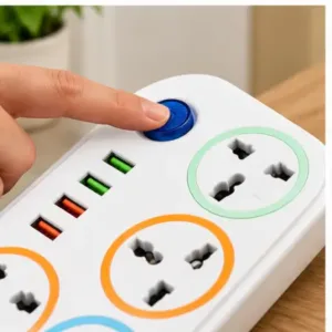 6 Socket Power Strip Extension Board with 4 USB Ports, 2 Meter Cord ( default, OS )