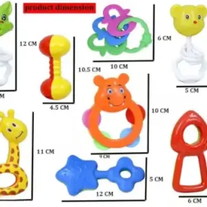 8 Piece Colorful Baby Rattle & Teether Toy Set | BPA-Free Musical Sensory Toys for Newborns, Infants & Toddlers ( default, OS )