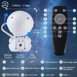 Astronaut Galaxy Projector Night Light 360 Degree Rotating Nebula Star LED Lamp with Remote Timer for Kids Bedroom and Home Decor ( default, Standard )