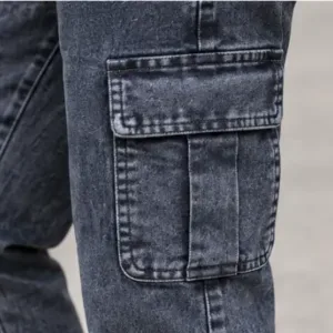 Denim Cargo Jogger Jeans – Washed Casual Jeans for Men ( default, 28 )