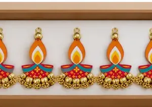 Handcrafted Diya Hanging – Set of 5, 6 Inch Diwali Wall Décor ( default, OS )