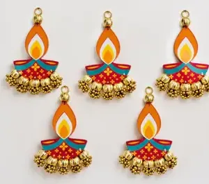 Handcrafted Diya Hanging – Set of 5, 6 Inch Diwali Wall Décor ( default, OS )