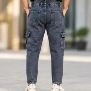 Denim Cargo Jogger Jeans – Washed Casual Jeans for Men ( default, 34 )