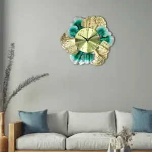 Decorative Round Iron Metal Wall Clock for Living Room, Bedroom, Office with Urdu Dail. ( green, M )